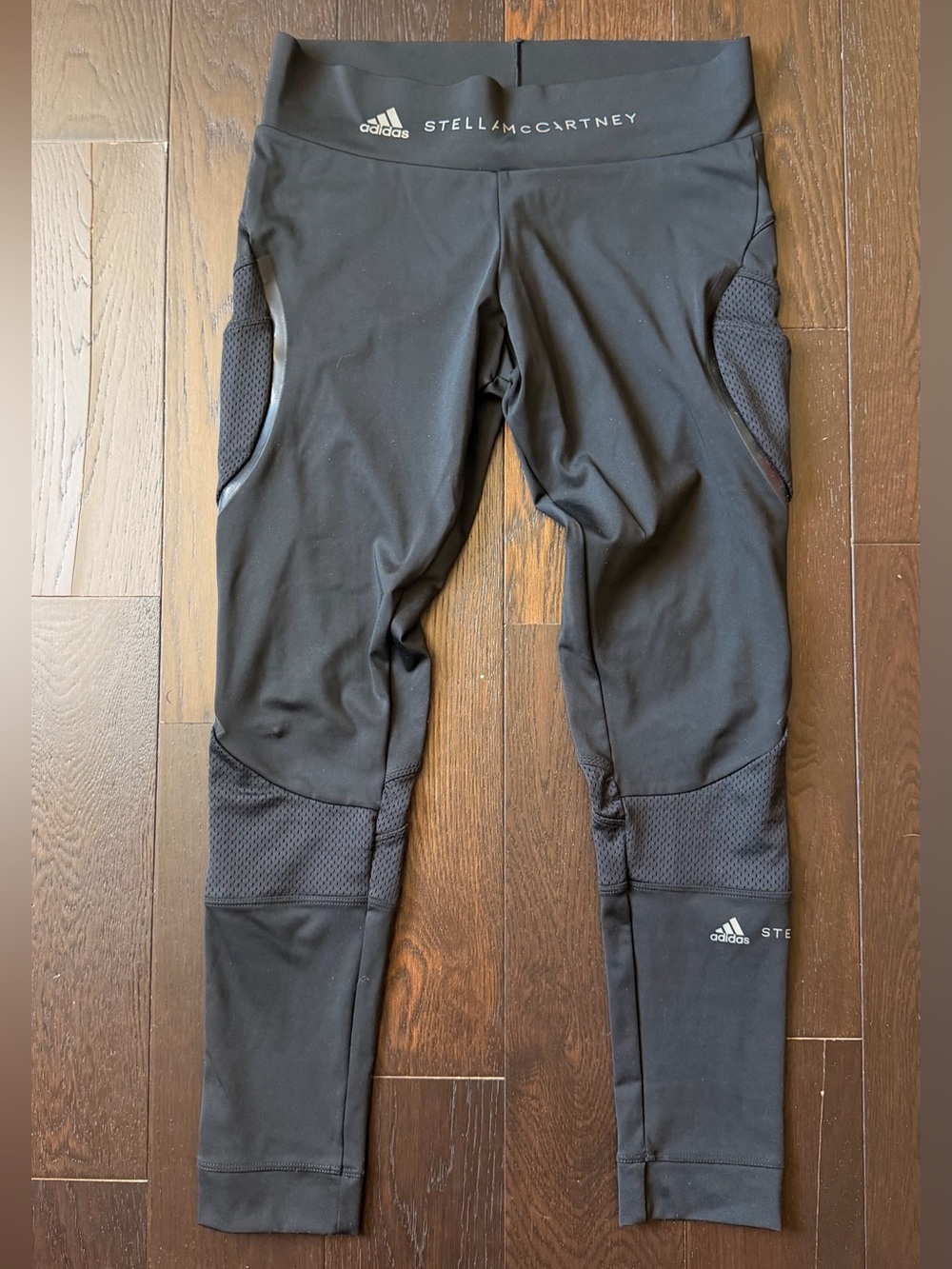 ADIDAS x Stella McCartney Leggings with Mesh Panels, Black, Small